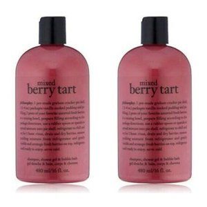 Lot 2x New Sealed Philosophy MIXED BERRY TART Shower Gel Shampoo 16oz